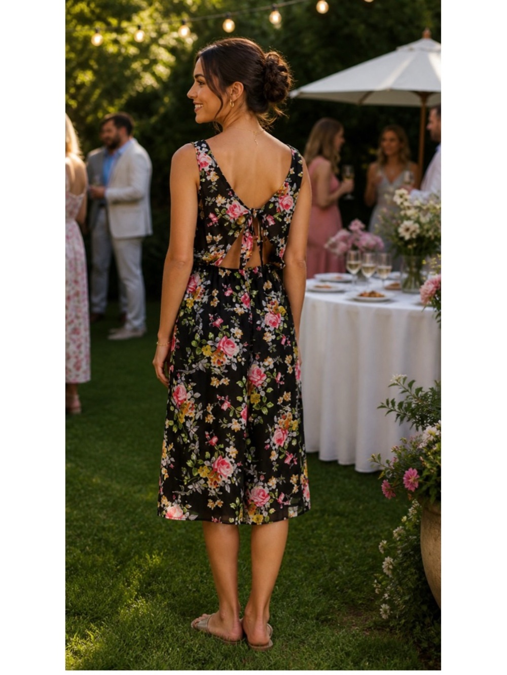 🍭MIMI CHICA Black Floral Tie Back Romper NWT $90 XS